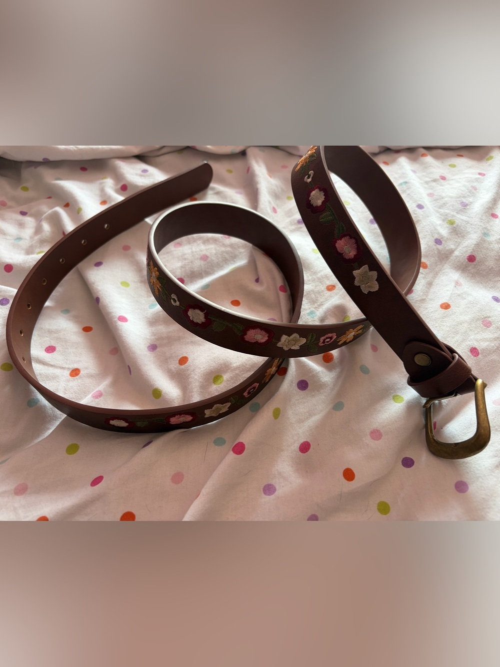 Maurices Brown Floral Embroidered Belt